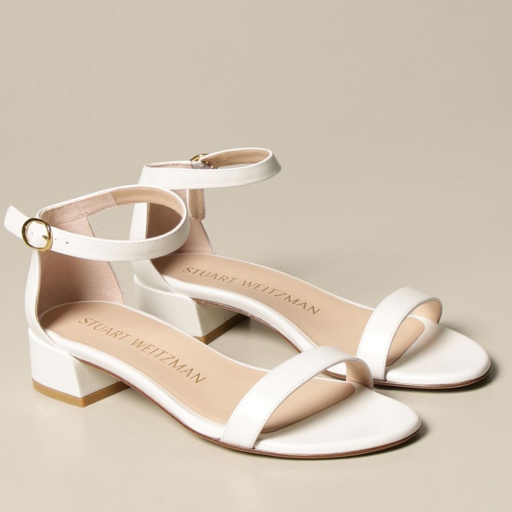 Nudist June Stuart Weitzman sandal in white size 9 fits 9.5